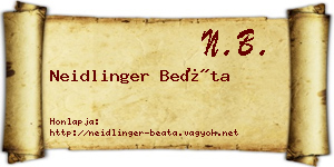 Neidlinger Beáta névjegykártya